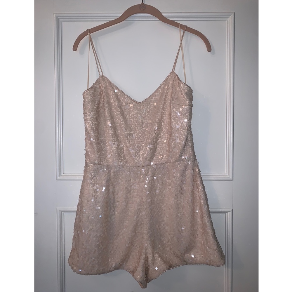 Jay Godfrey light pink sequin romper